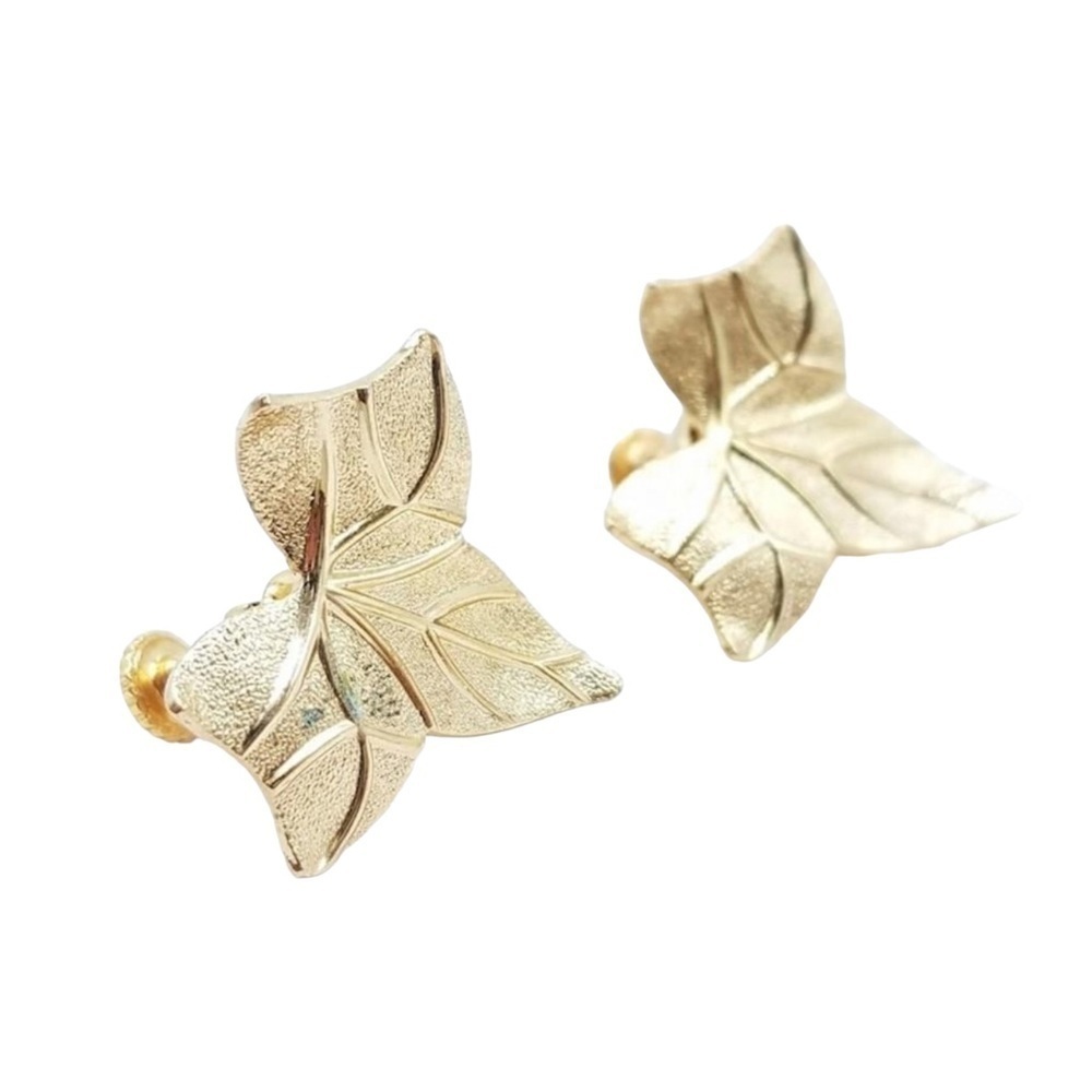 Christian Dior Style - Gold Plated Leaf Earrings (Chr Dior Germany Stamp)